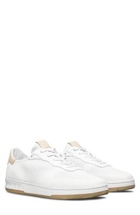 Clae Davis Perforated Low Top Sneaker in White Wood Ash at Nordstrom, Size 10.5