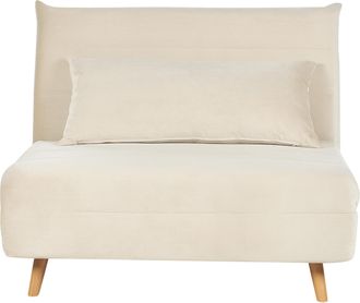 Beliani Sof&aacute; De Terciopelo Moderno De 1 Asiento Cama Individual Con Coj&iacute;n Beige Claro Setten