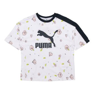 Puma (WMNS) PUMA Casual Full Print Round Neck Short Sleeve White 532043-02