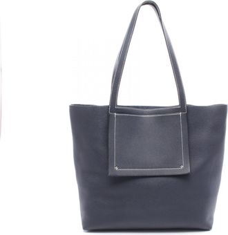 Herm&egrave;s Blue Nuit Navy Taurillon Clemence Leather Tote Bag (Pre-Owned)
