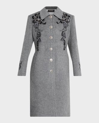 Kobi Halperin Lara Embroidered Wool-Silk Coat