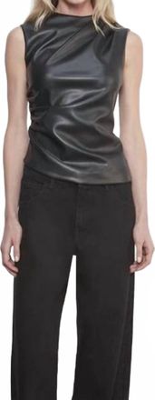 Enza Costa Leather Twist Top In Black