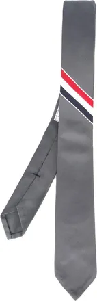 Thom Browne Dark Grey Classic Stripes Tie