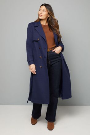 Wallis Womens Twill Trench Coat - Navy - Size 22 UK