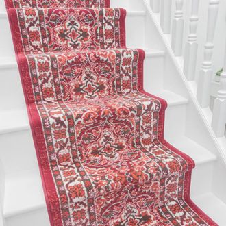 Runrug Stair Runner Carpet for Staircases - Soft & Comfy, 9mm - Senneh in Red | Size: 60 cm x 540 cm