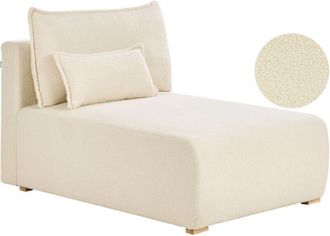 Beliani Chaise Longue De Boucl&eacute; Sill&oacute;n Div&aacute;n Sala De Estar Minimalista Blanco Crema Nerbo