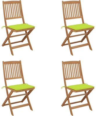 vidaXL Vidaxl - Sillas De Jard&iacute;n Plegables 4 Uds Y Cojines Madera Maciza Acacia