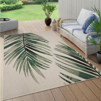 Paco Home Paco Home Alfombra Salon Jardin Hojas De Palmera Jungla Floral Motivo Boho Chic Verde 120x170 Cm, Verde 13