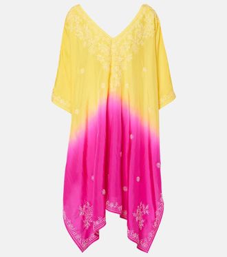 Juliet Dunn Embroidered ombré silk kaftan