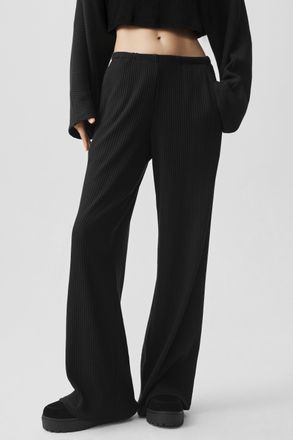 Alo | Ribbed Mid-Rise Reset Pants in Black, Size: Medium