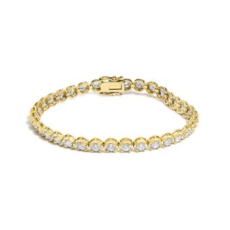 House of Brilliance 14K Yellow Gold 5.0 Cttw Diamond Scalloped Link Tennis Bracelet
