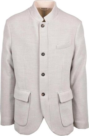 Eleventy Giacca coreana in panno - Heren - Blazers - Grijs - 3XL - Wol - Jassen