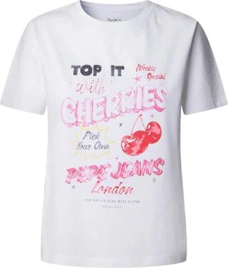 Pepe Jeans London T-Shirt - Dames - T-shirts - Wit - L - Katoen - Tops