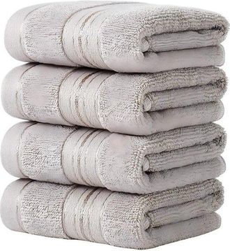No Brand Juego De Toallas - 4 Piezas - Algod&oacute;n Puro - Suaves Y Absorbentes - 34 X 34 Cm - Marr&oacute;n Claro