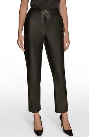DKNY Faux Leather Ankle Slim Fit Pants in Black at Nordstrom, Size 10