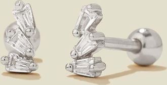 Made by Mary CZ Triple Baguette Stud Earrings