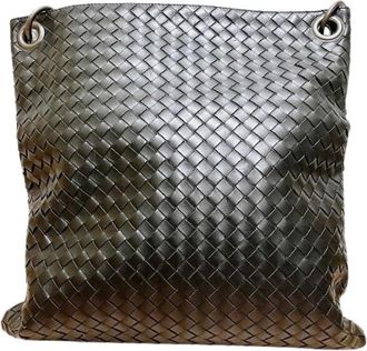 Bottega Veneta Pre-owned Cross Body Bags, male, Black, Size: ONE SIZE Pre-owned Intrecciato Leather Shoulder Bag