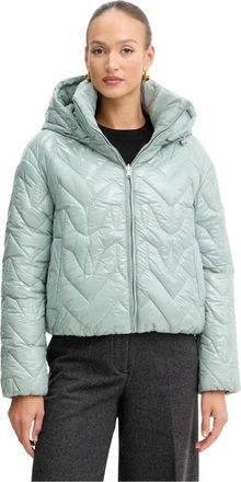 Patrizia Pepe Gewatteerd jack met capuchon - Dames - Winterjassen - Groen - M - Leer - Jassen