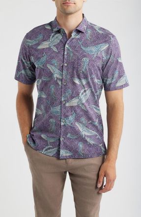 Tori Richard Marine Mosaic Button Down Shirt in Grape at Nordstrom, Size Xx-Large