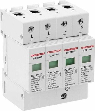 OEM Protector Contra Sobretensiones Para Panel El&eacute;ctrico De 4 Polos - Protecci&oacute;n Contra Baja Tensi&oacute;n De 40 Ka - 385 V - Montaje En Riel Din - Indicador De