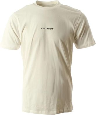 C.P. Company 30/1 Jersey T-shirt met klein logo in het midden - Heren - T-shirts - Wit - S - Katoen - Tops