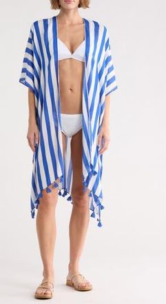Nordstrom Print Tassel Duster in Blue Cabana Stripe at Nordstrom Rack
