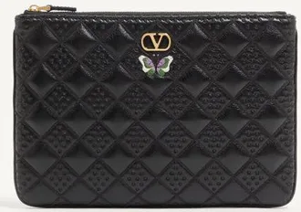 Valentino Garavani Pochette Flutterby Valentino Garavani in Nappa Lucida con Ricamo Farfalla Donna NERO UNI