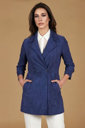 D'Arienzo Cappottino in pelle scamosciata blu fodera tessuto DArienzo, Seleziona Taglia S, Colore Blu