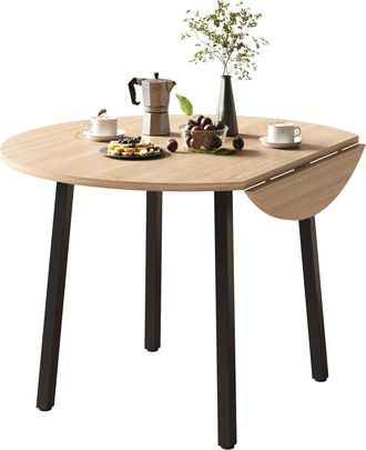 STILVORA Mesa De Comedor Para 2 A 4 Personas Con Tablero Redondo Abatible, En Mdf, 100 X 100 Cm, Roble