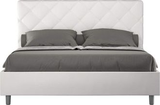 Itamoby Letto Matrimoniale rivestito in Similpelle - priya - Tipologia Letto: Con Rete e Contenitore - Dimensione Rete: 160x190 - Colore: Bianco