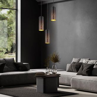 Globo Lighting Lampada a sospensione lampada a sospensione plafoniera in metallo nero oro 3 lampadine