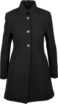 La Kore Black Fitted High-Collar Wool-Blend Coat