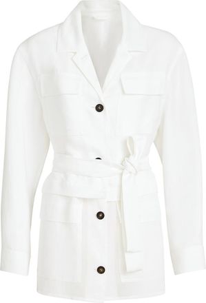 Brunello Cucinelli Twill safari jacket with monili in White at Nordstrom, Size 36 It