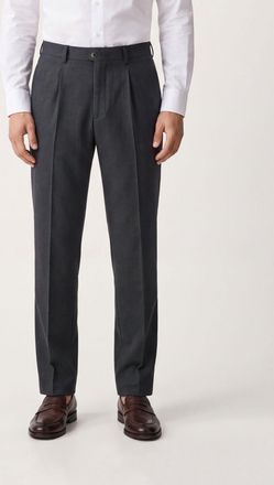 Incotex Straight Fit Pleated Wool Blend Tailored Trousers