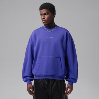 Nike Jordan Mens Jordan Flight Fleece Crew-Neck Sweatshirt in Blue | IW6368-432