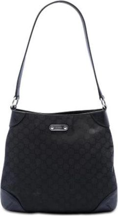 Gucci Pre-owned Canvas Shoulder Bag - Dames - Vintage Schoudertas - Zwart - ONE Size - Leer - Vintage