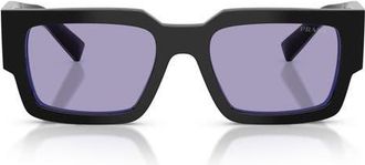 Prada 54mm Rectangular Sunglasses in Black/Purple /Violet at Nordstrom