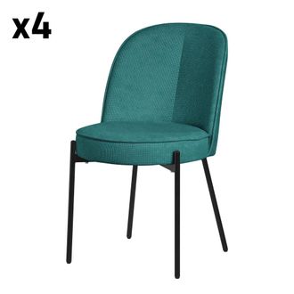 ML Design Set de 2 Sillas de comedor redondas azul petrol poli&eacute;ster, patas metal