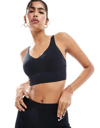 Nike Alate longline medium support sports bra in black
