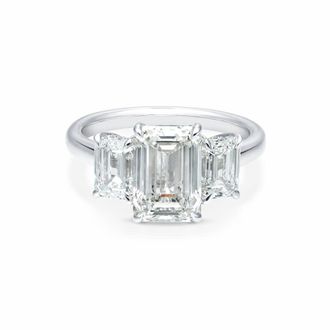 Grown Brilliance 4.75 Carat Emerald Lab Grown 3 Stone Engagement Diamond Ring in 14K White Gold, G-Color, VS Clarity, Gift Box Included