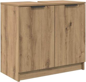vidaXL Gabinete De Ba&ntilde;o Con Puerta Roble Artesanal 64,5 X 33,5 X 59 Cm Vidaxl