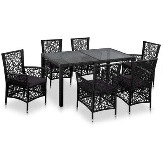 vidaXL Conjunto De Comedor De Exterior 7 Piezas Rat&aacute;n Sint&eacute;tico Negro Vidaxl
