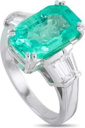 Luxury Bazaar Platinum 0.50ct Diamond and Emerald Ring MF20-051326