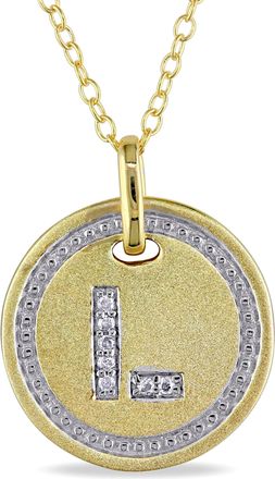 Mimi & Max L Initial Diamond Accent Pendant with Chain in Yellow Plated Sterling Silver