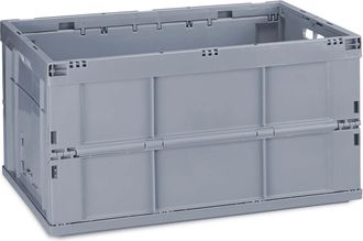 Relaxdays 2 X Cajas Plegables Profesionales, Resistentes, De Pl&aacute;stico, 60 L, Caja, Hbt 31,5 X 58,5 X 40 Cm, Gris