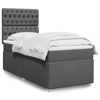 vidaXL Vidaxl - Cama Box Spring Con Colch&oacute;n Tela Gris Oscuro 90x190 Cm