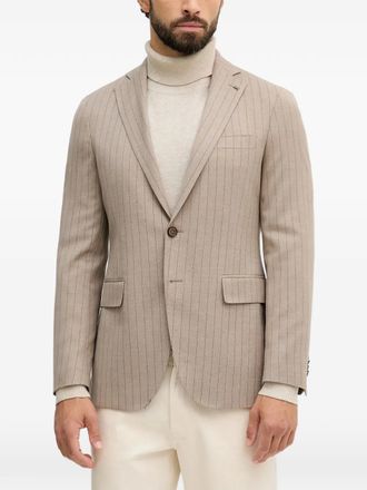Michael Kors Blazer met krijtstreep en enkele rij knopen - Beige
