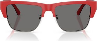 Ferrari 55mm Polarized Square Sunglasses in Red Matte Black Red /Grey at Nordstrom