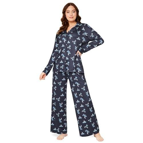 Disney Pyjama Femme Stitch, Ensemble de Pyjama Long Boutonné