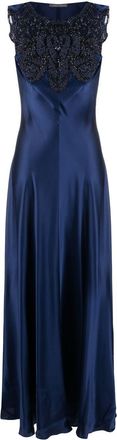 Alberta Ferretti embellished silk maxi dress - women - Silk/Metallic Fibre/glass/Polyester/Acrylic - 44 - Blue